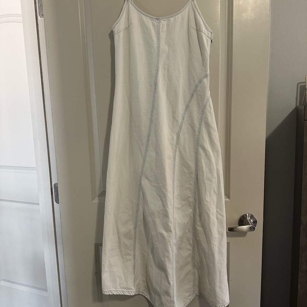 Zara White Sleeveless Spaghetti Strap Maxi Dress